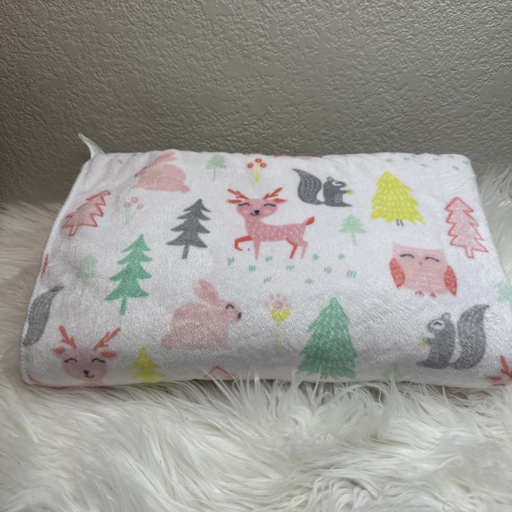 $19 🌙 Cloud Island Pink Deer Owl Baby Blanket Woodland Animals‎ Squirrel